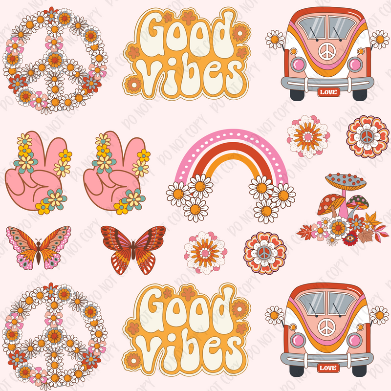 Good Vibes Hippie Element Sheet UV DTF