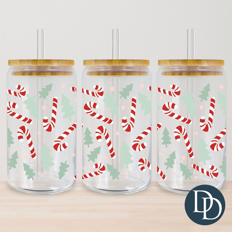 Candy Canes And Trees UV DTF Cup Wrap