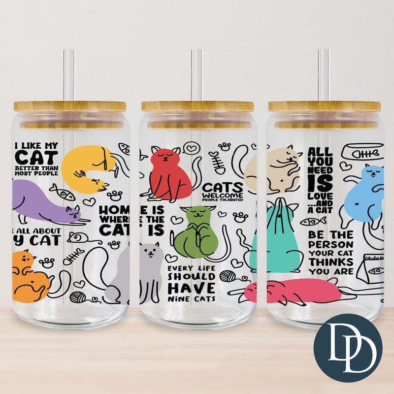 Doodle Cats UV DTF Cup Wrap