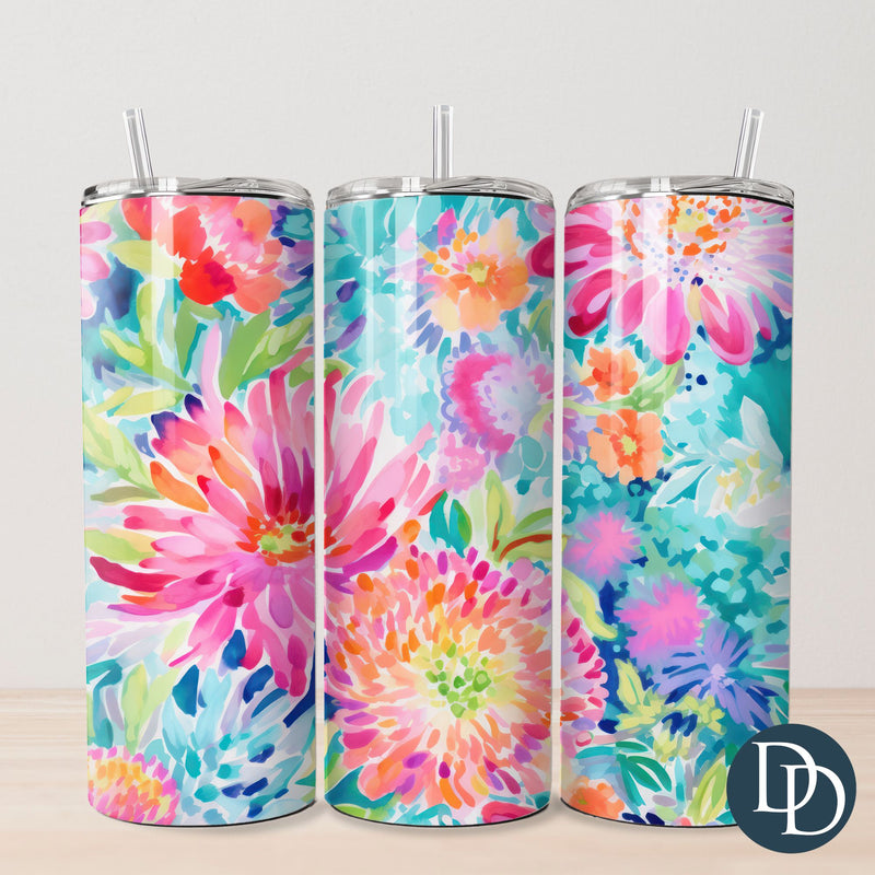 Bright Watercolor Florals Tumbler Print *Sublimation Print Transfer*