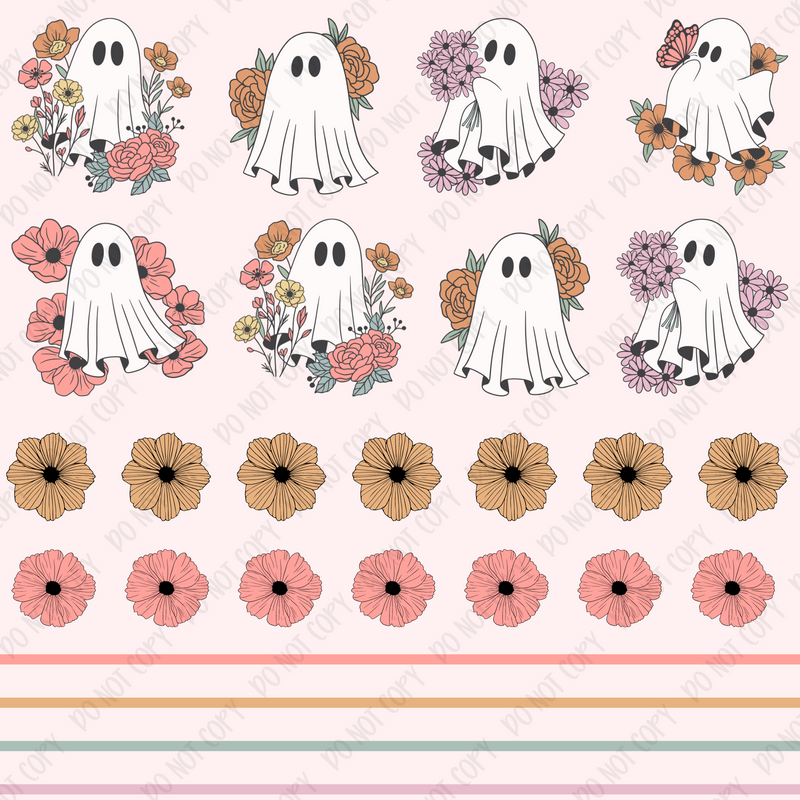 Floral Ghost Boho Element Sheet UV DTF