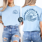 Happiness Comes In Waves Curved Wave (Navy Ink) *Screen Print Transfer*