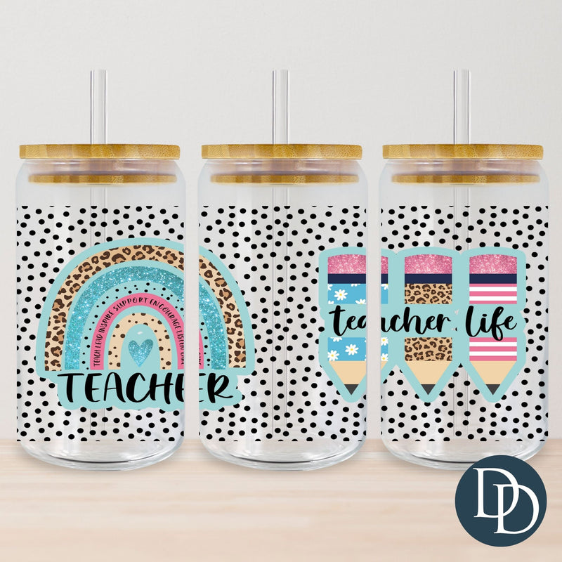 Dotted Teacher Life UV DTF Cup Wrap