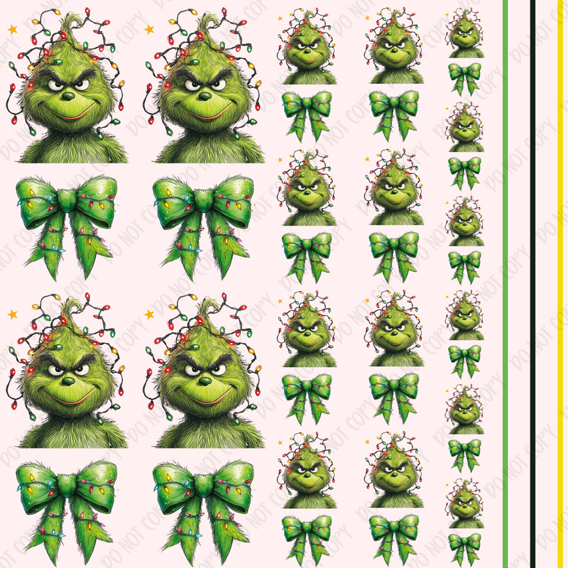 Green Bows and Lights Element Sheet UV DTF