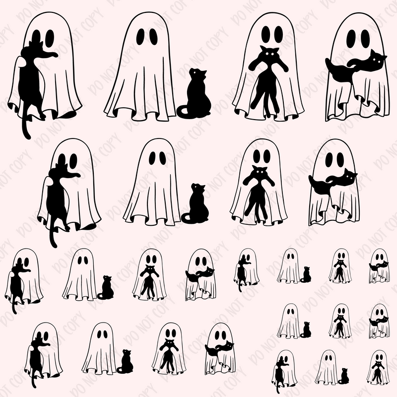 Ghost Cats Element Sheet UV DTF