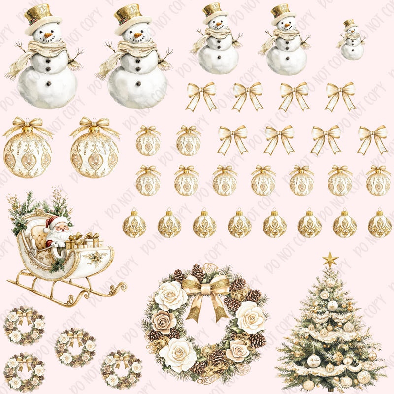 Gold Christmas Element Sheet UV DTF