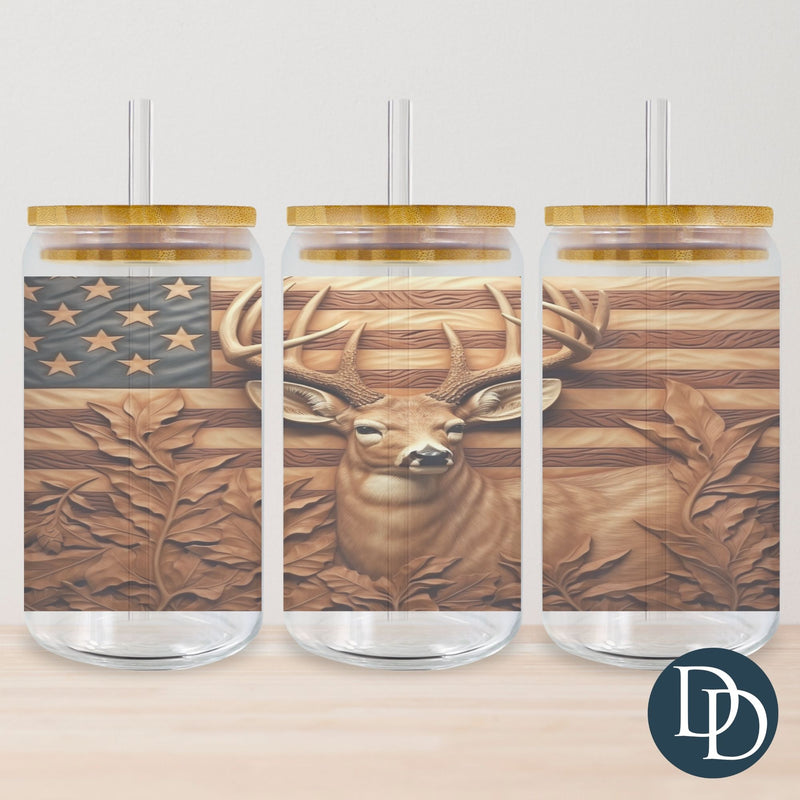 3D Deer Flag Tumbler Print *Sublimation Print Transfer*