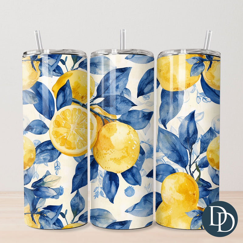 Lemon and Blues Tumbler Print *Sublimation Print Transfer*