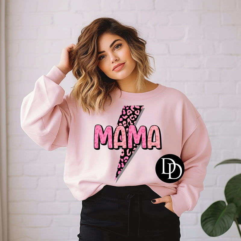 Pink Leopard Print Mama Bolt *DTF Transfer*