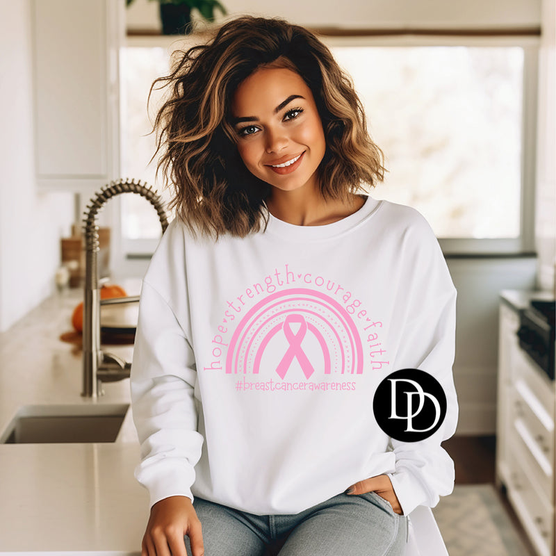 Hope Strength Courage Faith (Pink Ink) *Screen Print Transfer*