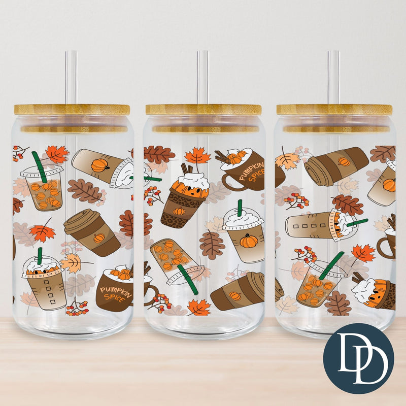 Pumpkin Spice And Leaves UV DTF Cup Wrap