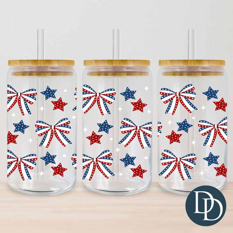 4th of July Patriotic Bow and Stars *UV DTF Cup Wrap*