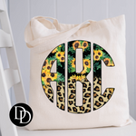 Customizable Sunflower & Leopard Monogram  *DTF Transfer*