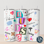 Nurse Characteristics Tumbler Print  *Sublimation Print Transfer*