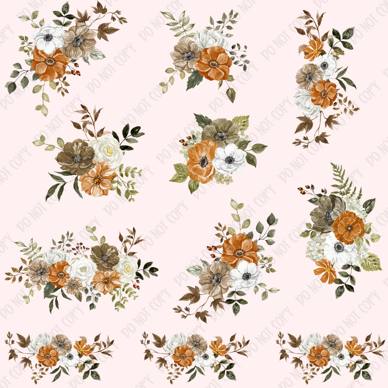 Fall Neutral Floral Element Sheet UV DTF