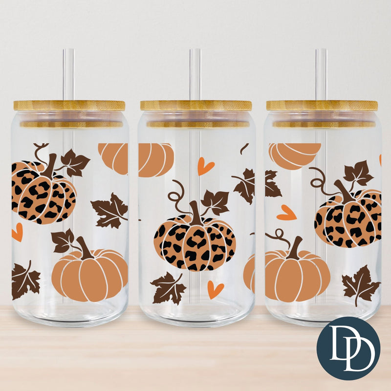 Leopard Pumpkins And Leaves UV DTF Cup Wrap