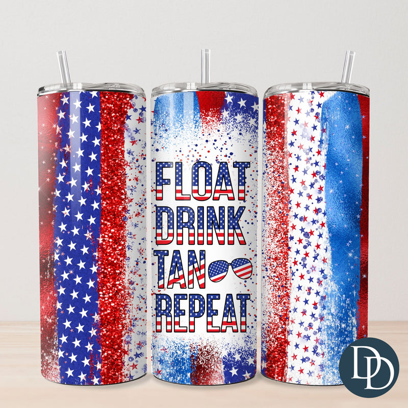 Patriotic Float Drink Tan Repeat Tumbler Print  *Sublimation Print Transfer*