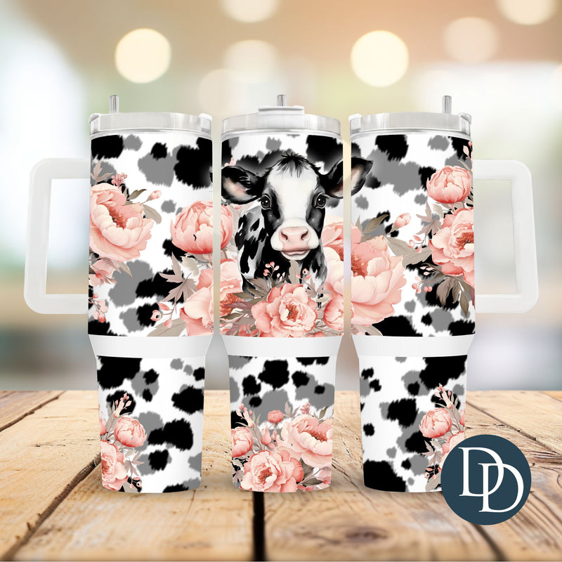 Floral Cow *UV DTF 40oz Tumbler Wrap*