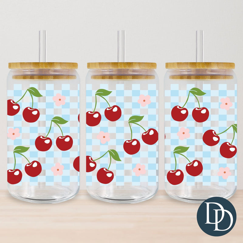 Gingham Cherries UV DTF Cup Wrap