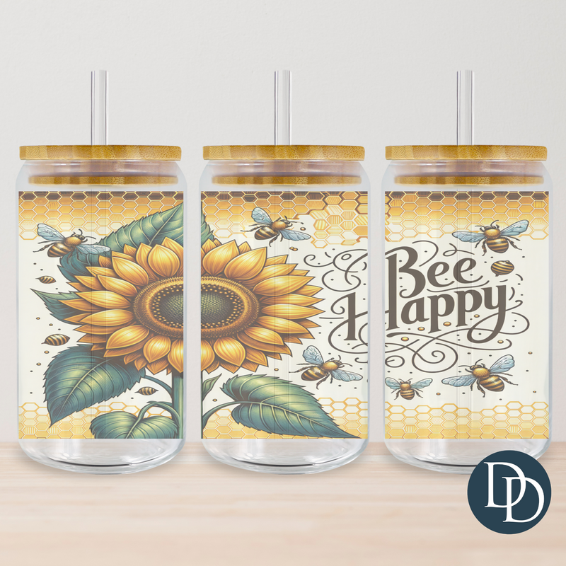 Bee Happy Tumbler Print  *Sublimation Print Transfer*