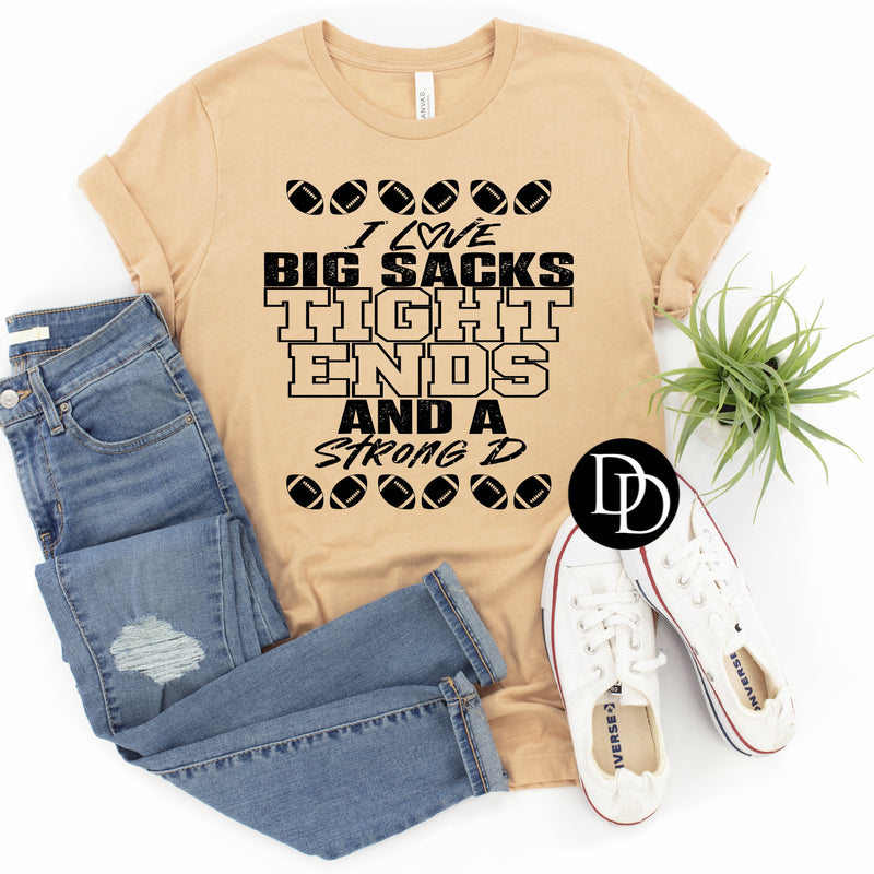 I Love Big Sacks with sleeve accents (Black Ink) - NOT RESTOCKING - *Screen Print Transfer*