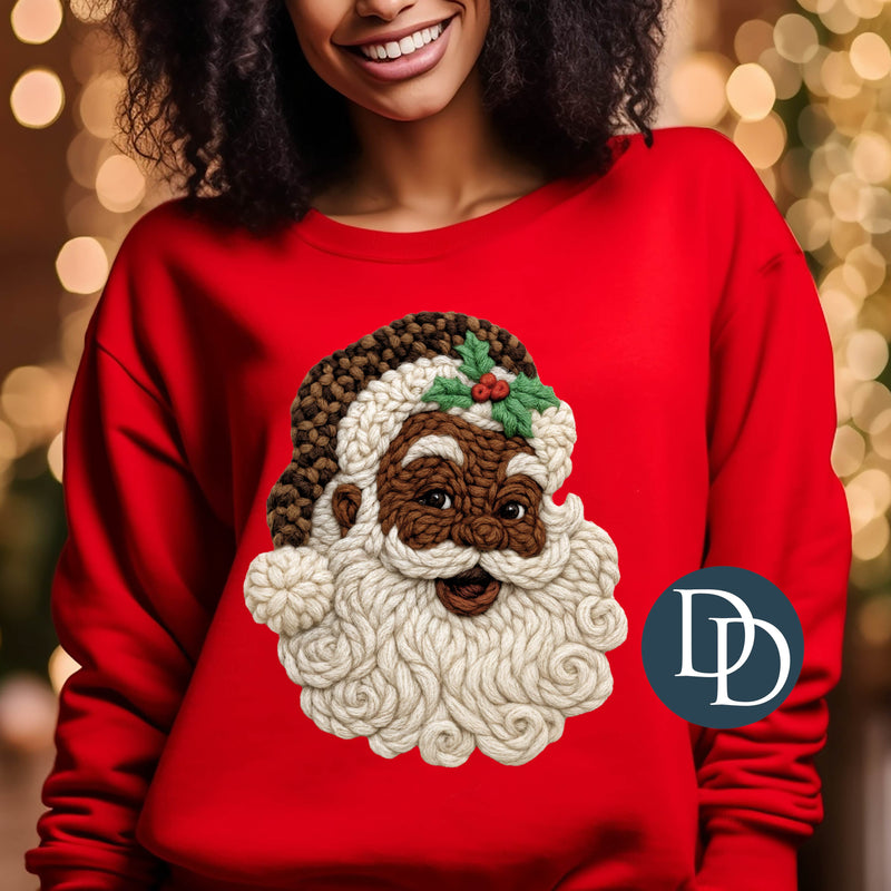 OVERSIZED African American Santa Faux Yarn *DTF Transfer*