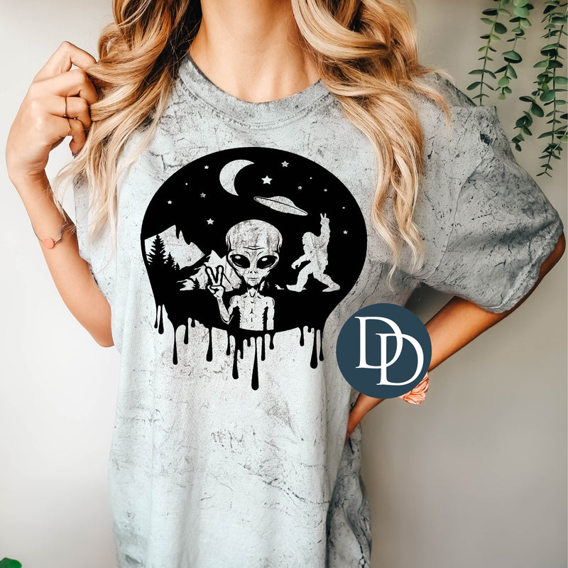 Alien And Yeti Drip (Black Ink) - NOT RESTOCKING - *Screen Print Transfer*