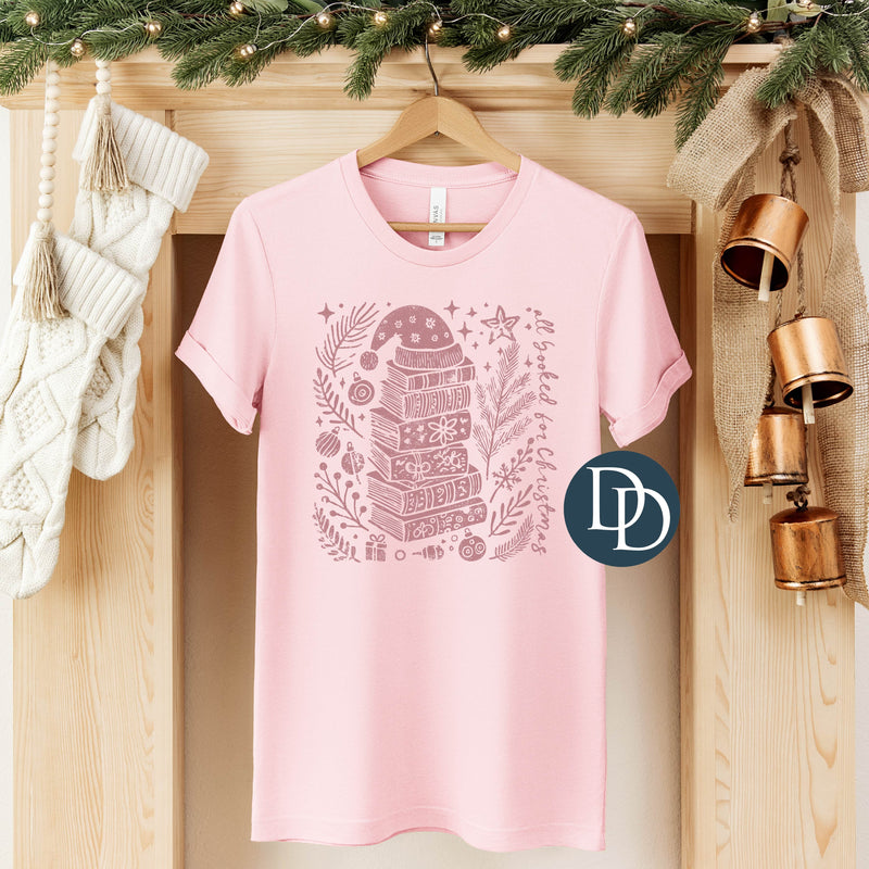 All Booked For Christmas Bookstack (Dusty Rose Ink) *Screen Print Transfer*