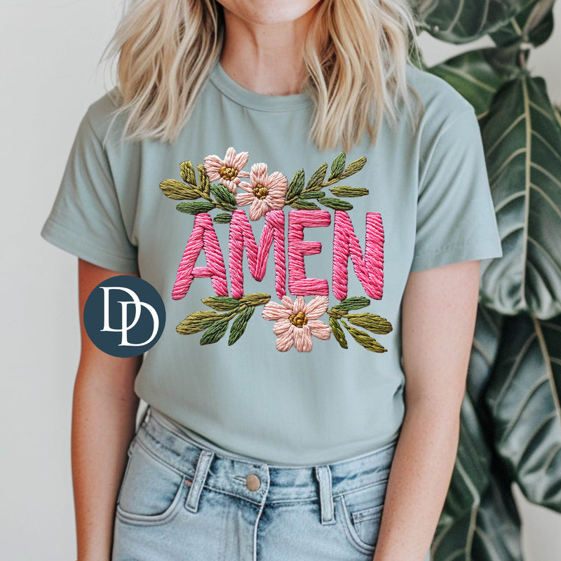 Amen Faux Floral Embroidery *DTF Transfer*