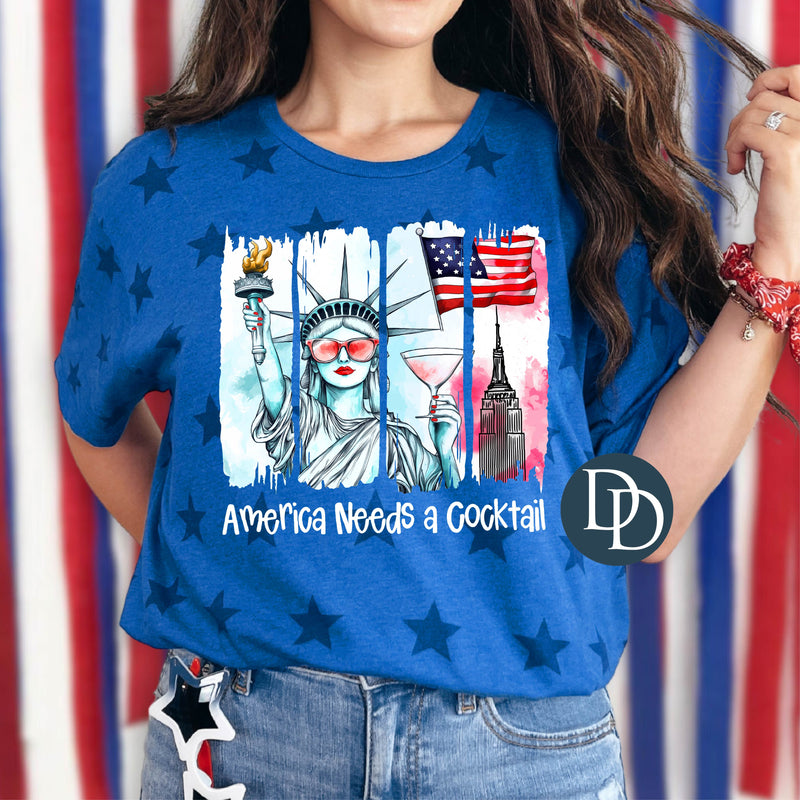 America Needs a Cocktail Red Lip Liberty *DTF Transfer*