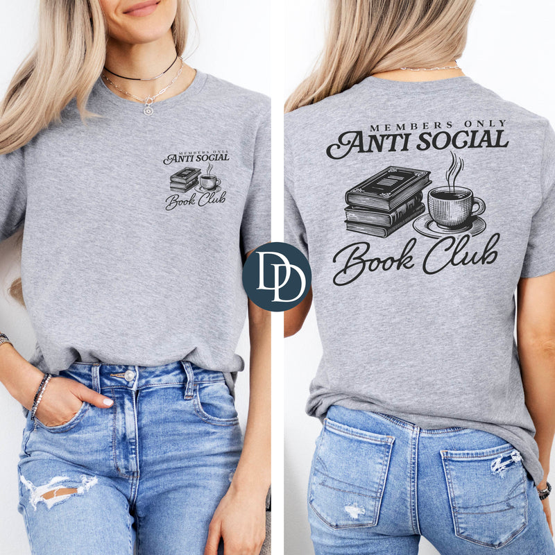 Anti Social Book Club with Pocket Print (Black Ink) *Screen Print Transfer*