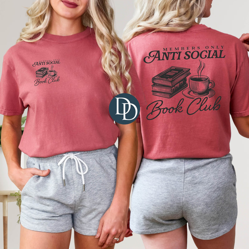 Anti Social Book Club with Pocket Print (Black Ink) *Screen Print Transfer*