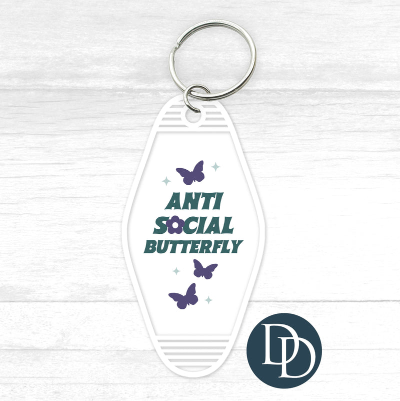 Anti Social Butterfly Motel Keychain UV DTF Decal