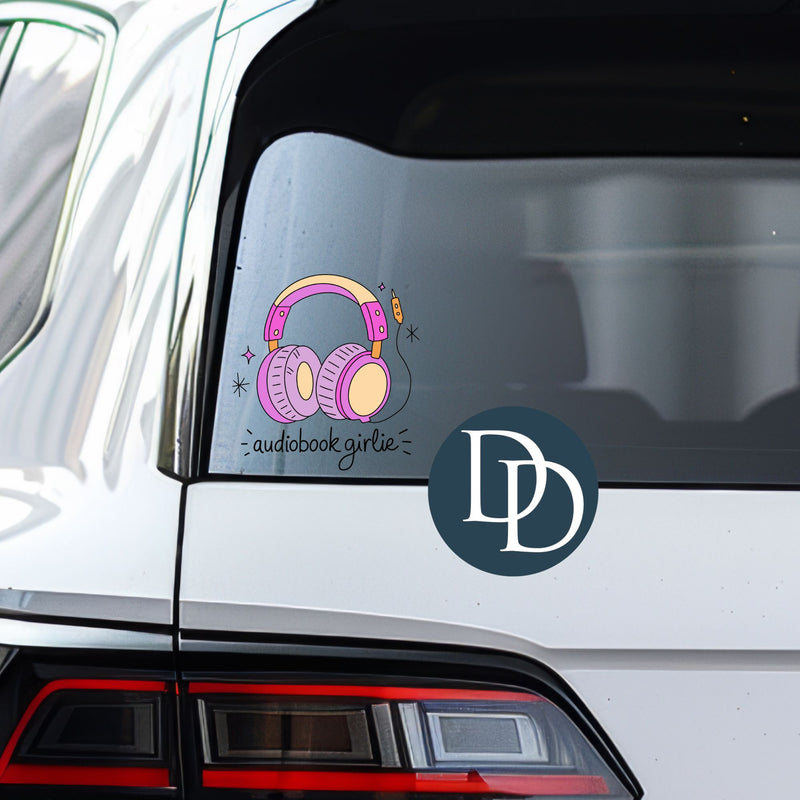 Audiobook Girlie Headphones Script *UV DTF Decal*