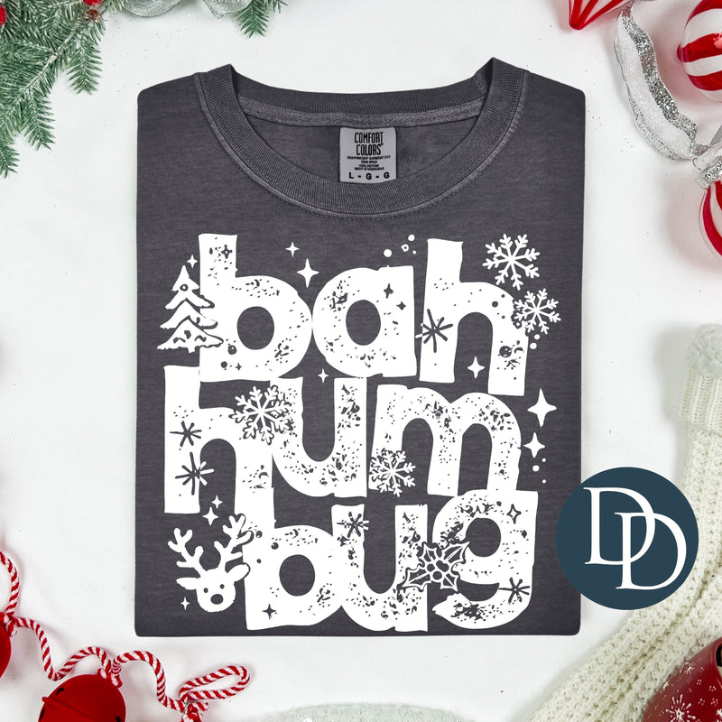 Bah Humbug Doodles (White Ink) *Screen Print Transfer*