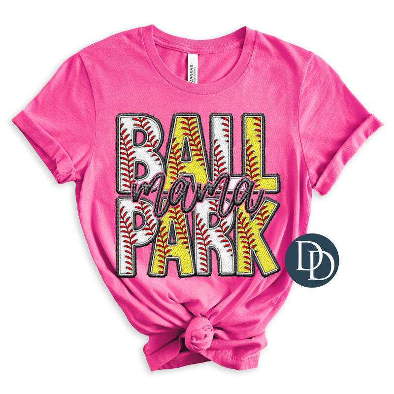 Ball Park Mama of Both Faux Embroidery *DTF Transfer*