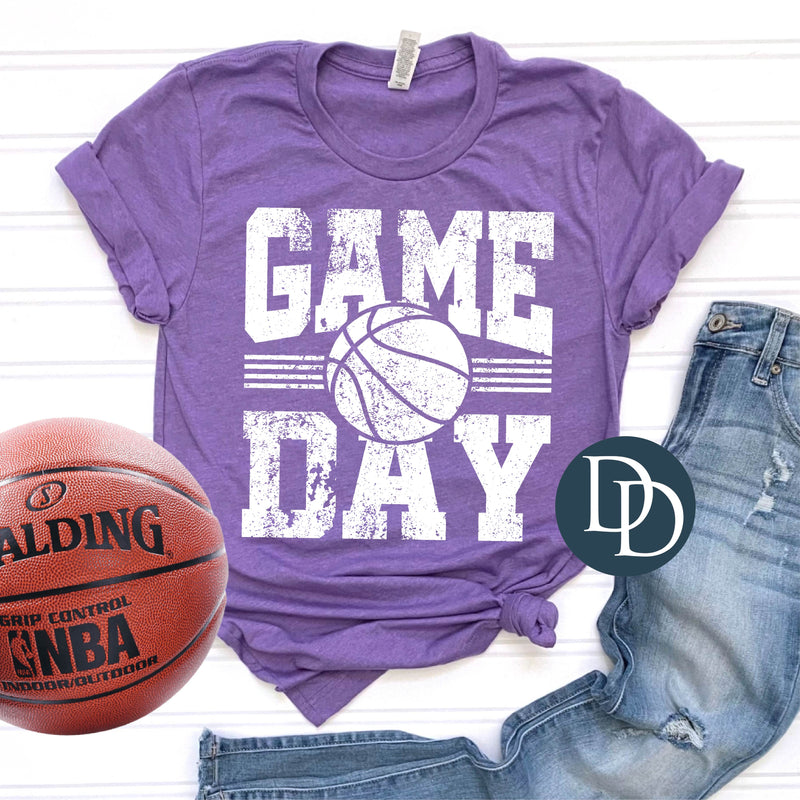 Basketball Game Day Varsity Grunge (White Ink) *Screen Print Transfer*