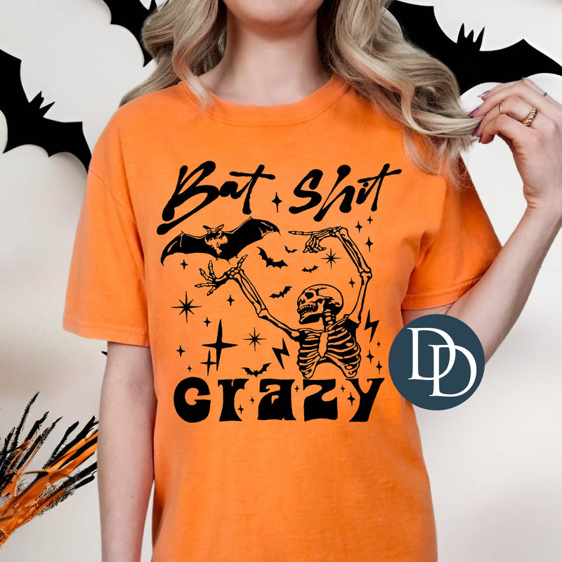 Bat Sht Crazy Skeleton (Black Ink) *Screen Print Transfer*