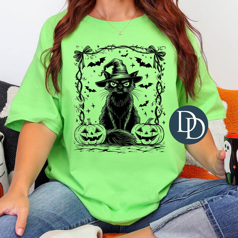 Black Cat And Jack-O-Lanterns (Black Ink) - NOT RESTOCKING - *Screen Print Transfer*