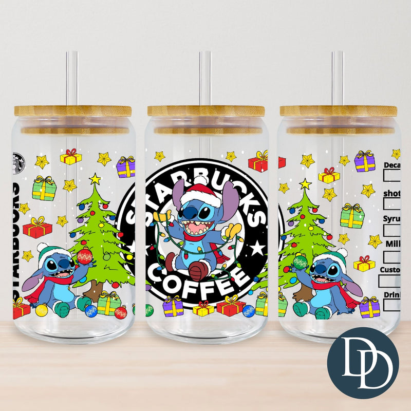 Blue Alien Christmas Coffee *UV DTF Cup Wrap*
