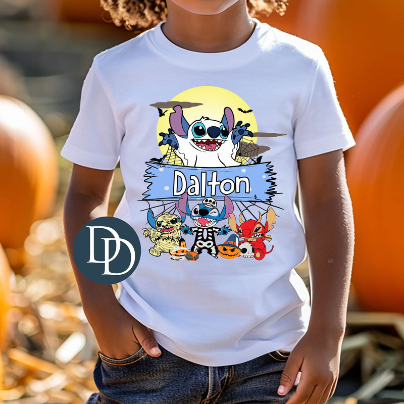 Blue Alien Costumes Halloween Name Frame *DTF Transfer*