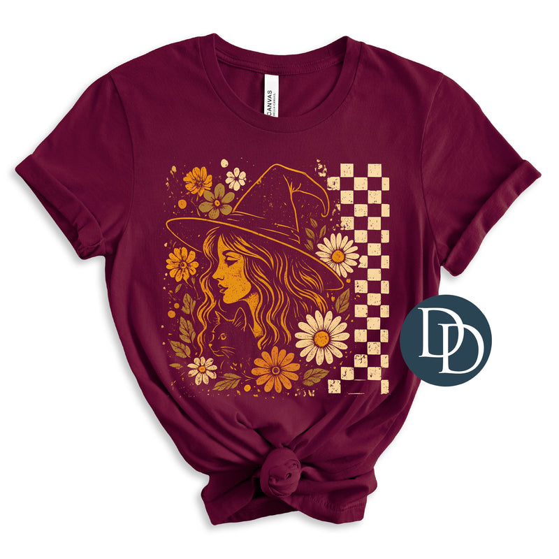 Boho Checkered Floral Witch *DTF Transfer*