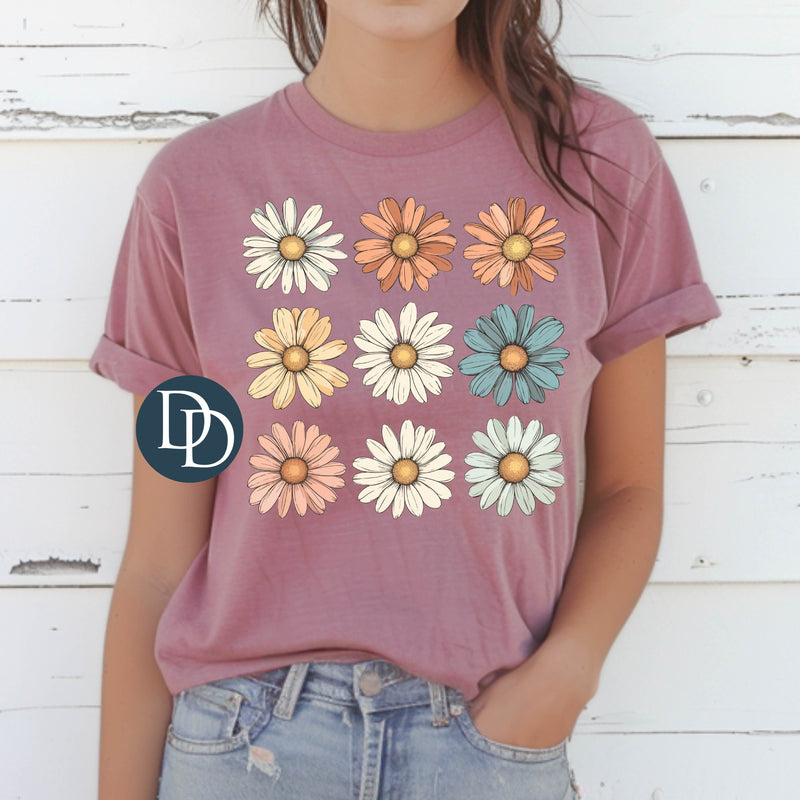 Boho Daisy Floral Squares *DTF Transfer*