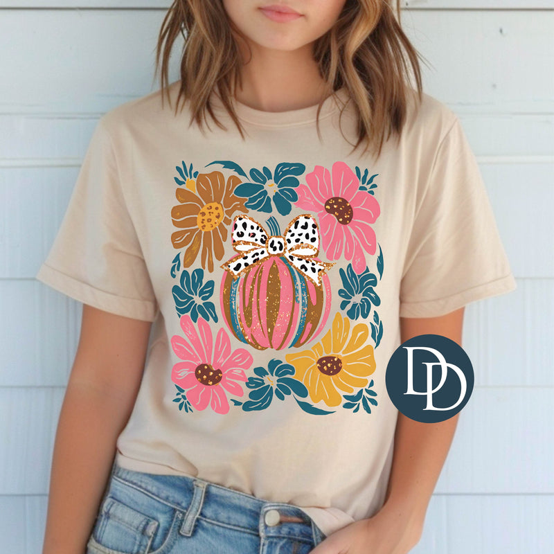 OVERSIZED Boho Pumpkin Leopard Bow *DTF Transfer*