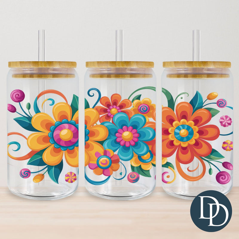 Bold Neutral Floral Trio *UV DTF Cup Wrap*
