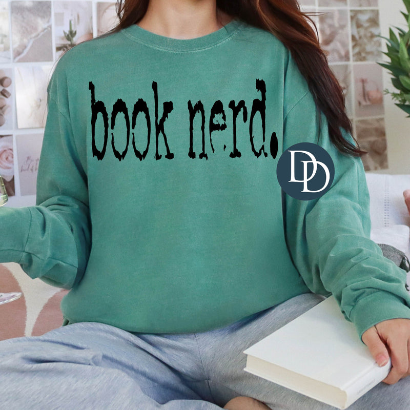 OVERSIZED Book Nerd Typo Font (Black Ink) *Screen Print Transfer*