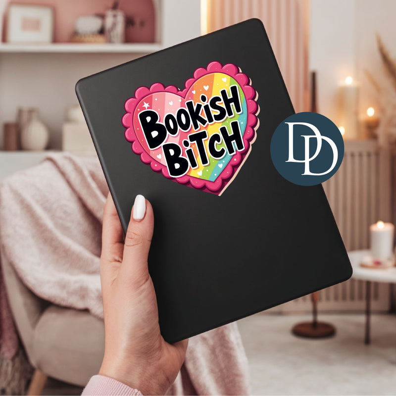 Bookish Btch Multi Color Heart *UV DTF Decal*