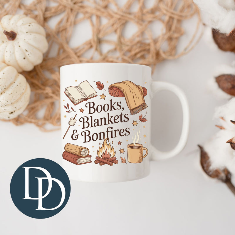 Books Blankets And Bonfires (Set of 2) *UV DTF Mug Decals*