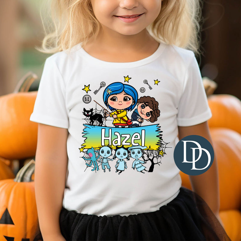 Button Eyes Halloween Name Frame *DTF Transfer*