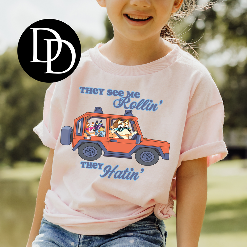 They See Me Rollin Blue Dog *DTF Transfer*